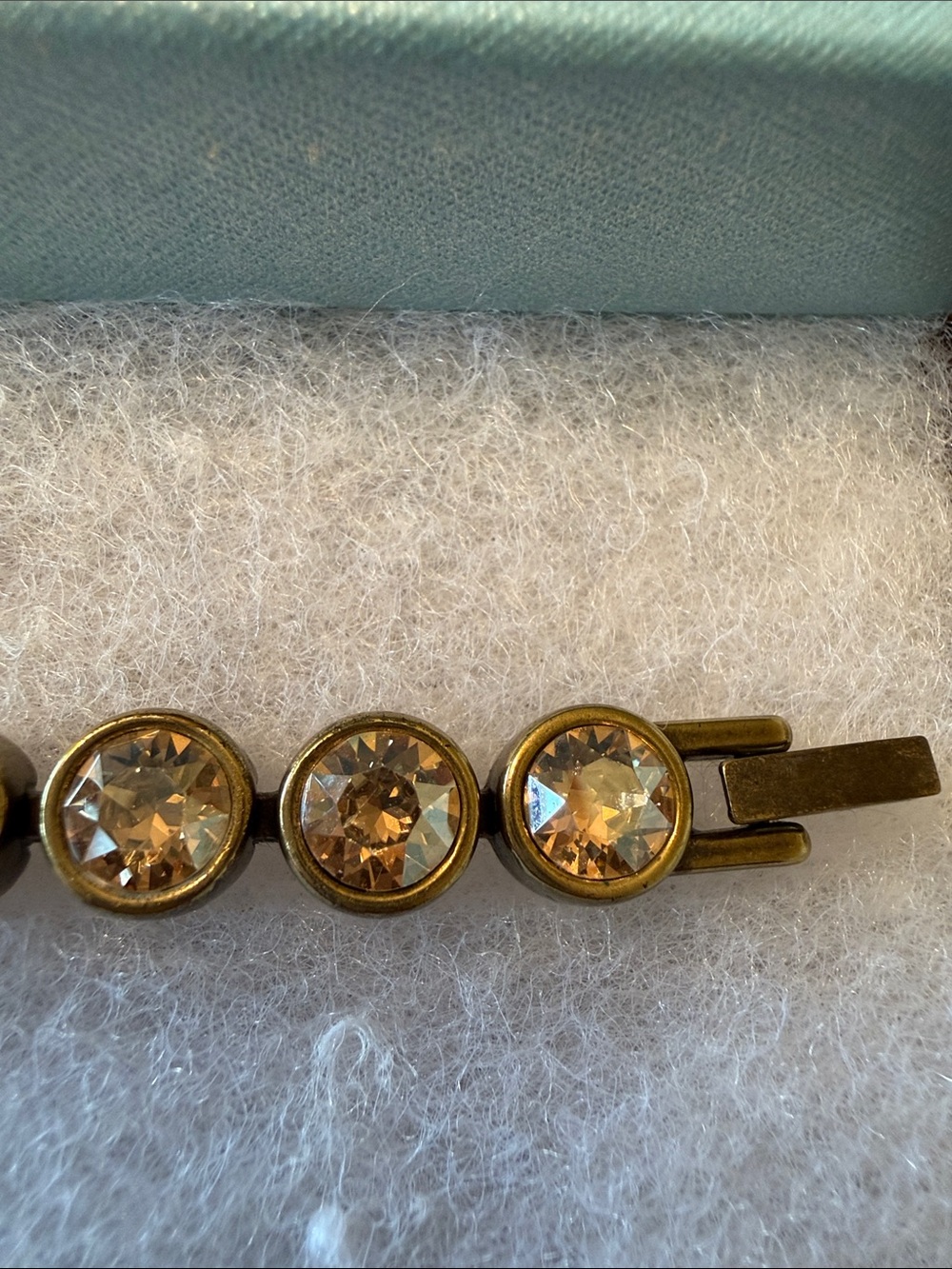 Touchstone Crystal antique Gold-Tone Clear Crystal Bracelet - Picture 2 of 3